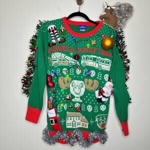 Ugly Christmas Sweater National Lampoon Christmas Vacation LIGHTS UP Size Small